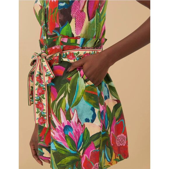 NWOT-🌺Stunning Farm Rio Floral Button-Front Romper Size: Small - Picture 2 of 12